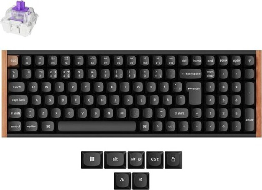 K4 HE SE (Wood) - Wireless Tri-Mode Hot Swap QMK Gateron 2.0 Purple Magnetic (Hall Effect) - Gamingtastatur - Nordisk - Svart
