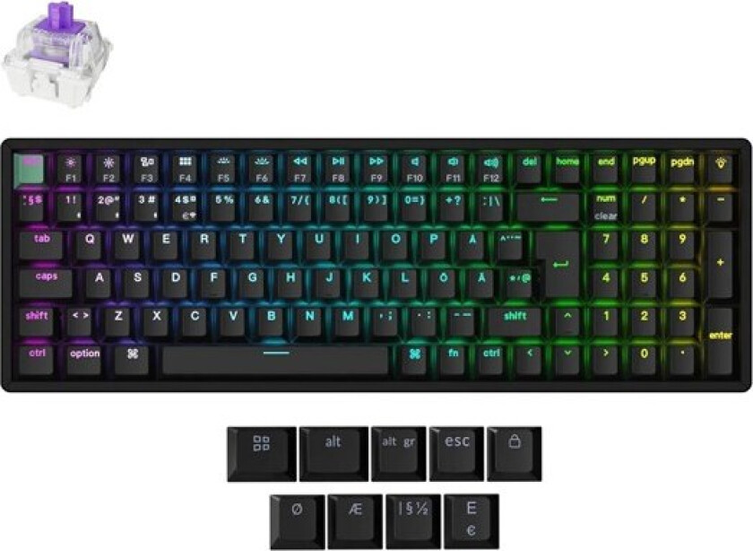 K4 HE - Wireless Tri-Mode Hot Swap QMK Gateron 2.0 Purple Magnetic (Hall Effect) - Gamingtastatur - Nordisk - Svart