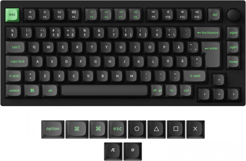 Lemokey P1 HE - 75% Knob Wireless Tri-Mode QMK/VIA Gateron 2.0 Magnetic Switch (Hall Effect) - Gamingtastatur - Uten numpad - Nordisk - Svart