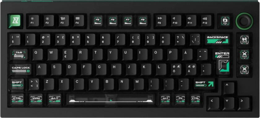 Bilde av Lemokey L5 HE - 8K 75% Knob Cyber Lime Magnetic Switch (Hall Effect) - Gamingtastatur - Uten numpad - Nordisk - Svart