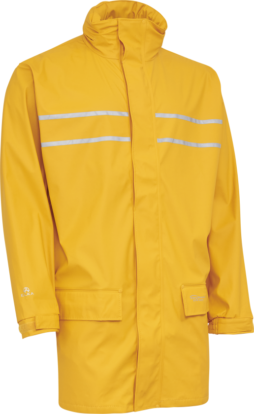 Regnjakke m/refleksstriber PU 026301 gul Str. 4XL