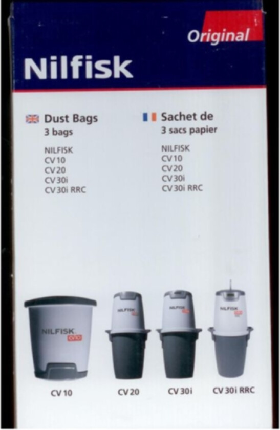 Støvsugerposer, papir, 3st.