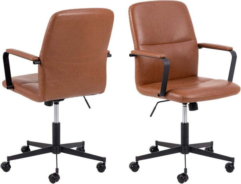 Flora kontorstol med armlener PU kunstskinn brun.