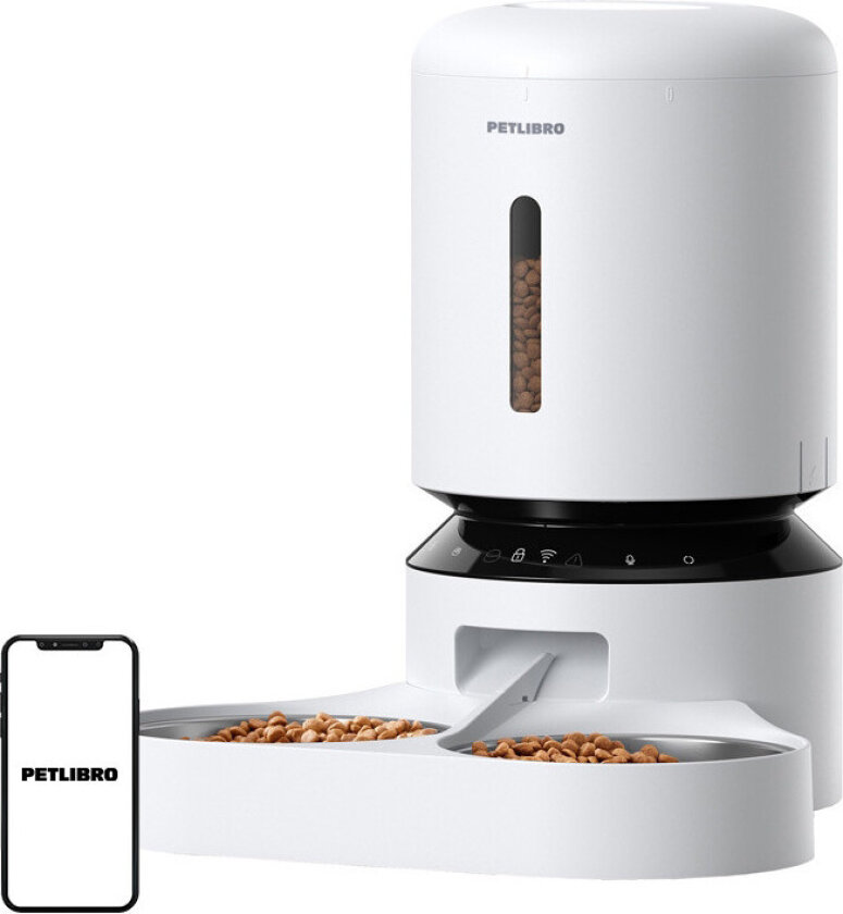 Granary Food Dispenser with Double Bowl WiFi 5L - White
