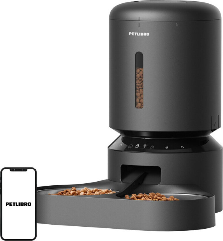 Granary Food Dispenser with Double Bowl WiFi 5L - Black
