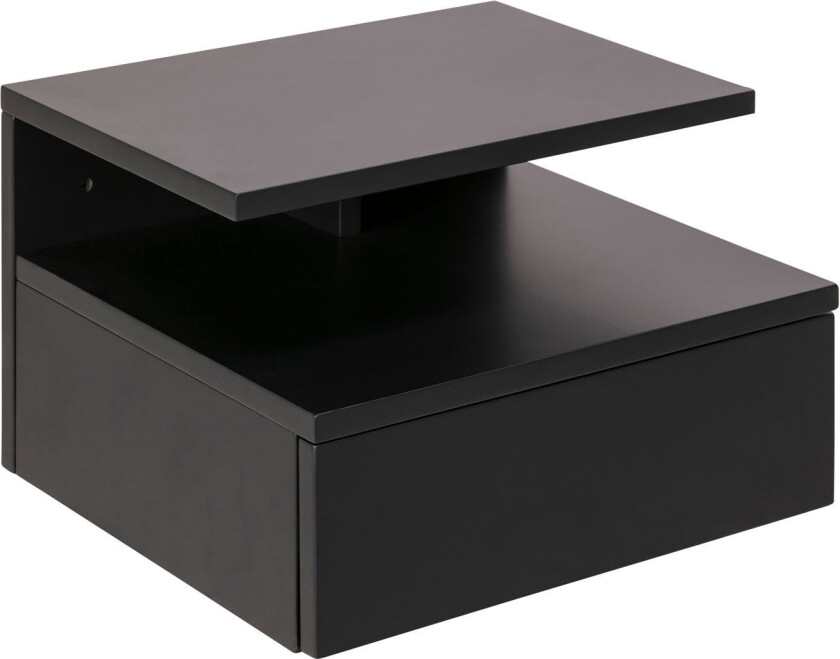 Ashlan nattbord vegghengt med 1 hylle, 1 skuff mørkegrå.