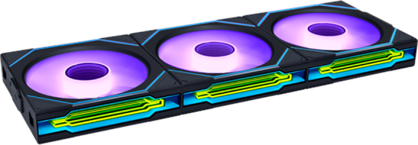 UNI Fan INF 120 (3-pack) - Reverse blade - Kabinettvifte - 120mm - Svart med RGB LED-lys - 32 dBA