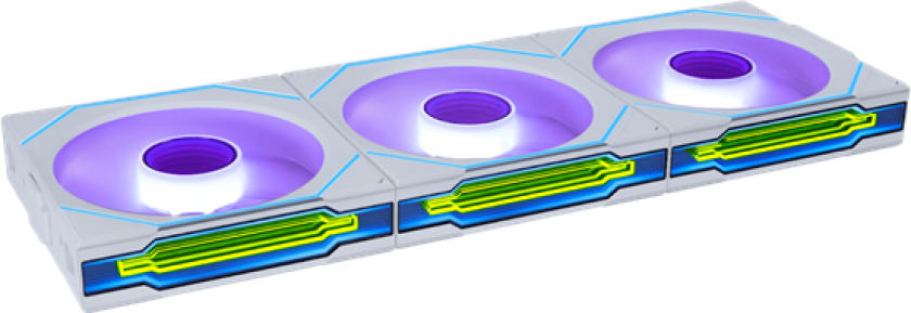 UNI Fan INF 120 (3-pack) - Reverse blade - Kabinettvifte - 120mm - Hvit med RGB-lys - 32 dBA