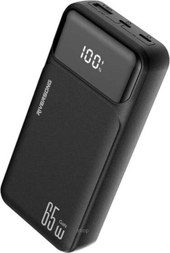 Phantom Pro 65W USB-C PD 20.000 mAh powerbank Black Nødlader - Svart - 20000 mAh