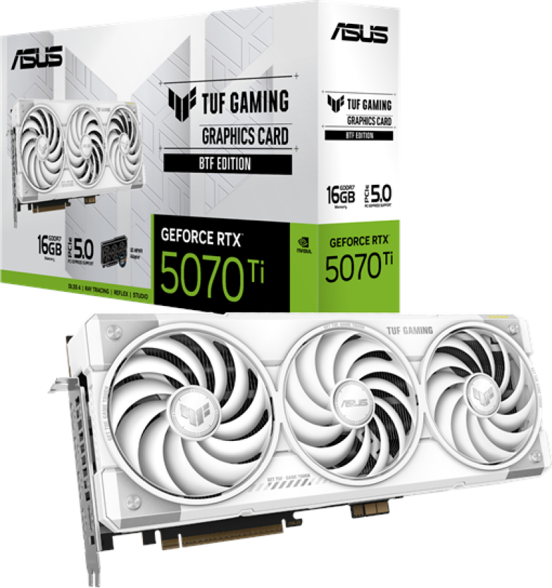 GeForce RTX 5070 Ti TUF BTF White - 16GB GDDR7 RAM - Grafikkort