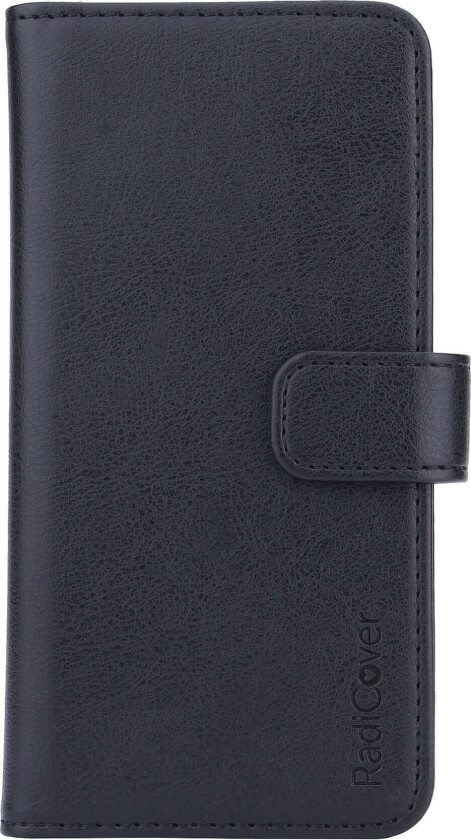 Exclusive 2-in-1 - Ekte Skinn Universal Flip Deksel L - 86% Strålevern- Svart