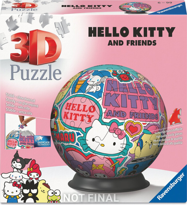 Hello Kitty 3D Puzzle, 72pc 3D Puslespill