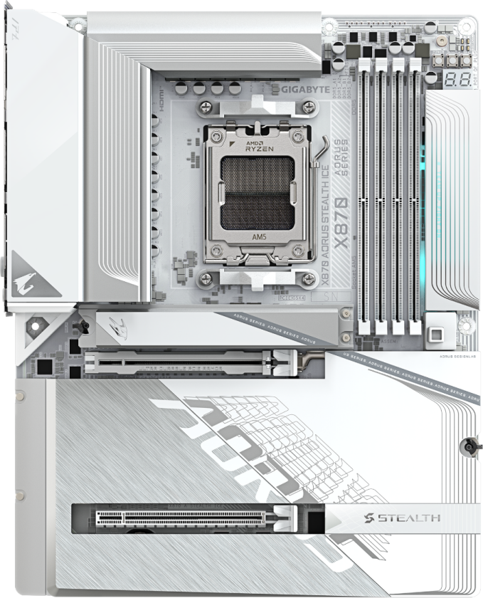 AORUS X870 STEALTH ICE Hovedkort - AMD X870 - AMD AM5 socket - DDR5 RAM - ATX
