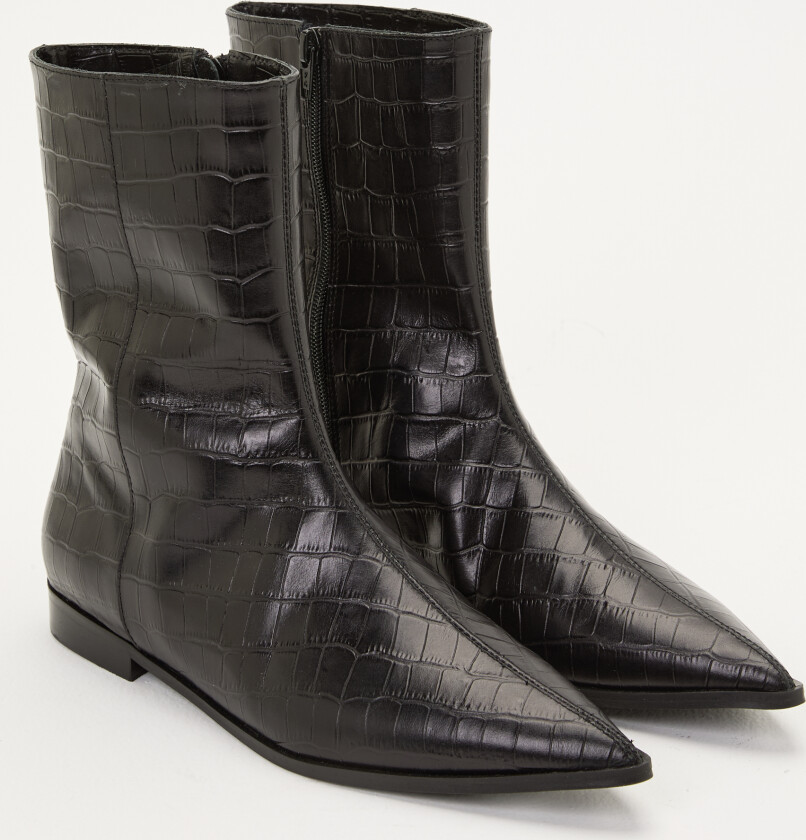 Croco Leather Ankle Boot