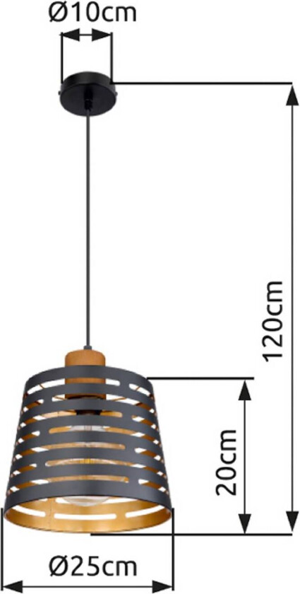 Hengelampe Ablona, Ø 25 cm, svart/gullfarget, metall