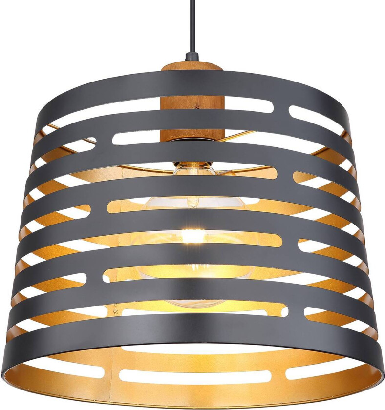 Hengelampe Ablona, Ø 35 cm, svart/gullfarget, metall