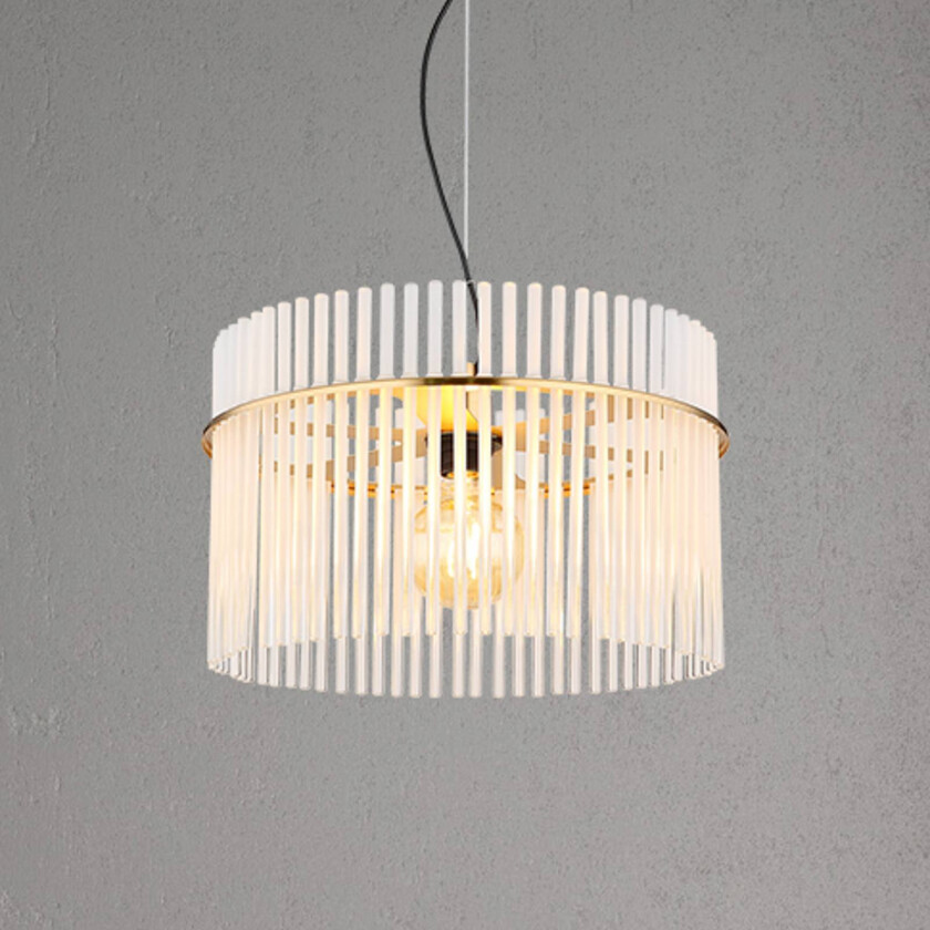 Hengelampe Gorley, Ø 40 cm, gullfarget, glass