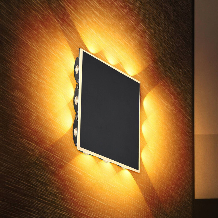 LED-vegglampe Saidy, bredde 22 cm, svart, metall