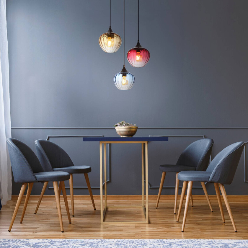 Hengelampe Sander, Ø 45 cm, fargerik, glass, 3 lyskilder.