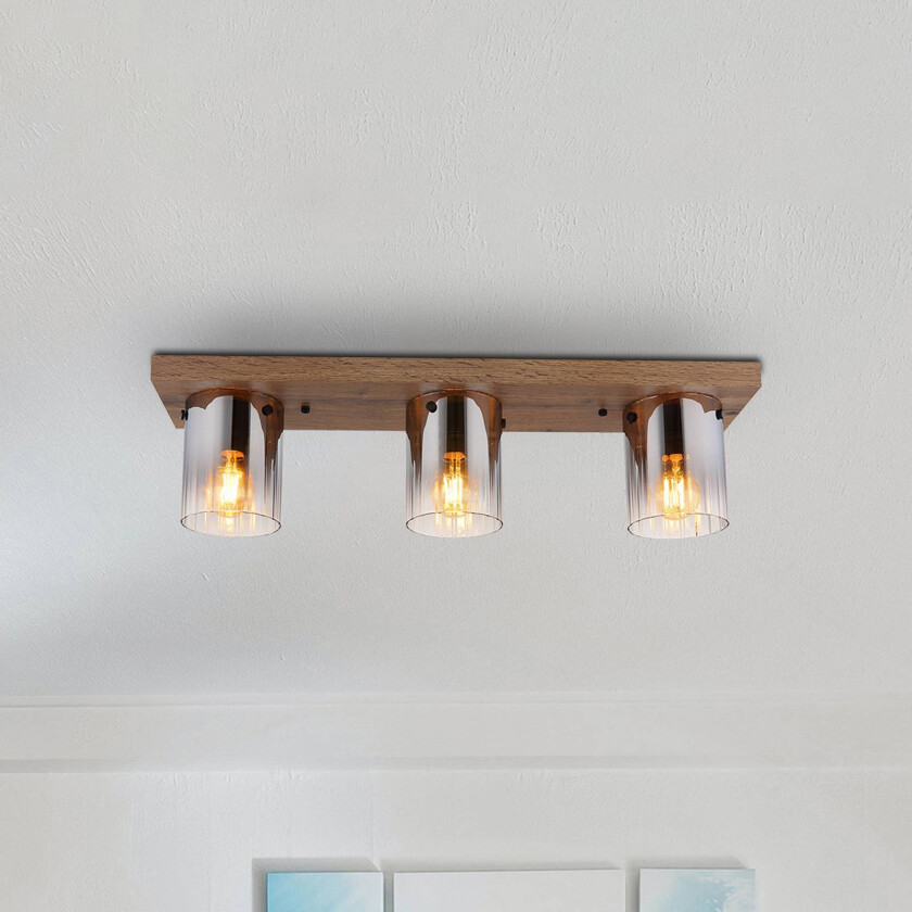 Taklampe Underwood, lengde 71 cm, brun/røykgrå, MDF