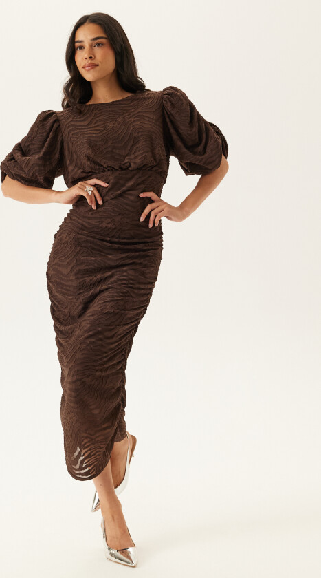 Ruched Puff Sleeve Dress