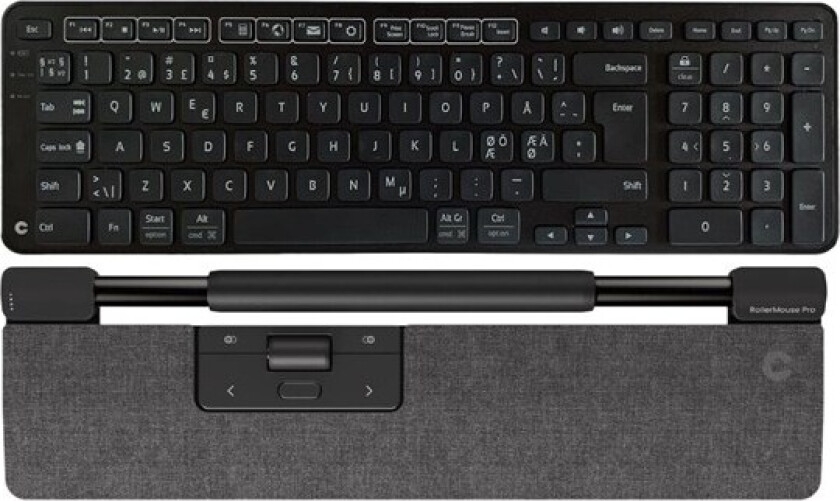 RollerMouse Pro Slim Dark Grey + Balance Keyboard BK - Wireless - Pan Nordic Version - Keyboard and rollerbar set - Nordisk - Grå