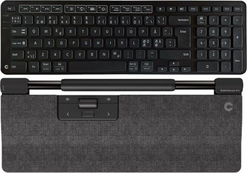 RollerMouse Pro Regular Dark Grey + Balance Keyboard BK - Wireless - Pan Nordic Version - Keyboard and rollerbar set - Nordisk - Grå