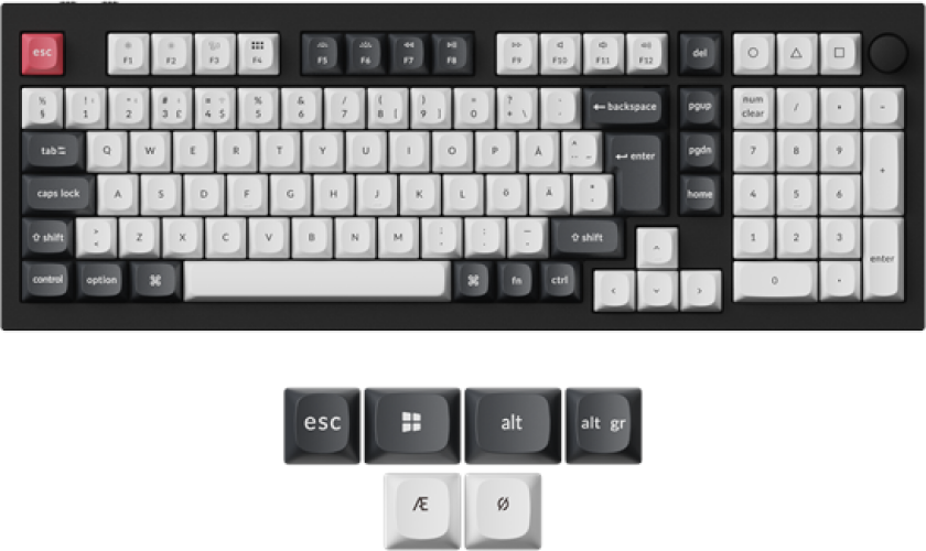 Q5 HE 96% Knob Wireless Tri-Mode QMK - Gateron 2.0 Magnetic Switch - Carbon Black - Gamingtastatur - Nordisk - Svart