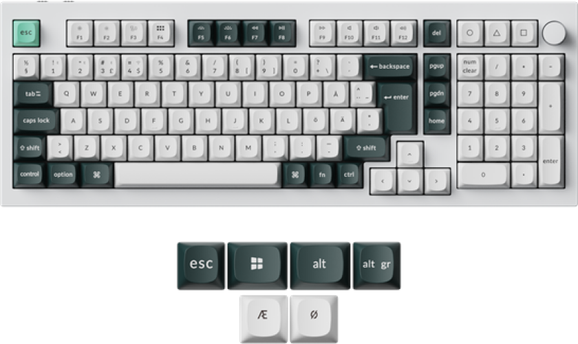 Q5 HE 96% Knob Wireless Tri-Mode QMK - Gateron 2.0 Magnetic Switch - Shell White - Gamingtastatur - Nordisk - Hvit