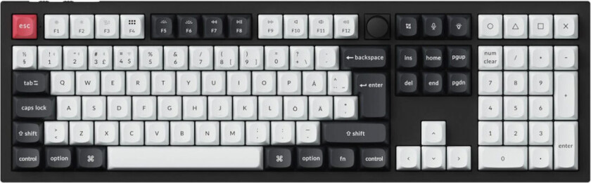 Q6 HE 100% Knob Wireless Tri-Mode QMK - Gateron 2.0 Magnetic Switch - Carbon Black - Gamingtastatur - Nordisk - Svart