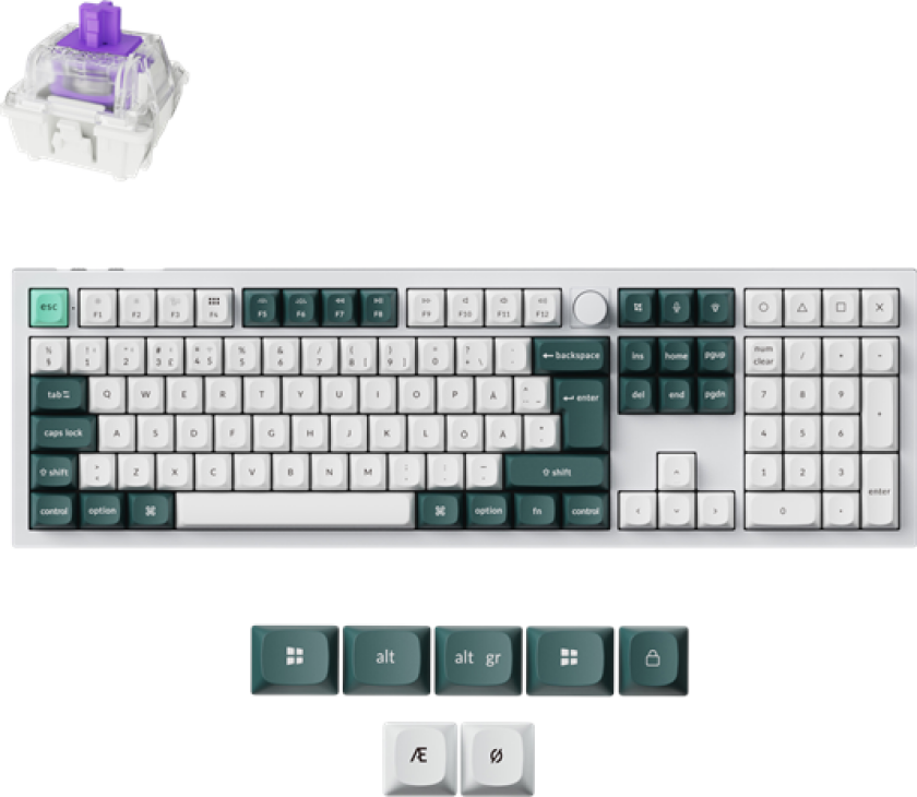 Q6 HE 100% Knob Wireless Tri-Mode QMK - Gateron 2.0 Magnetic Switch - Shell White - Gamingtastatur - Nordisk - Hvit