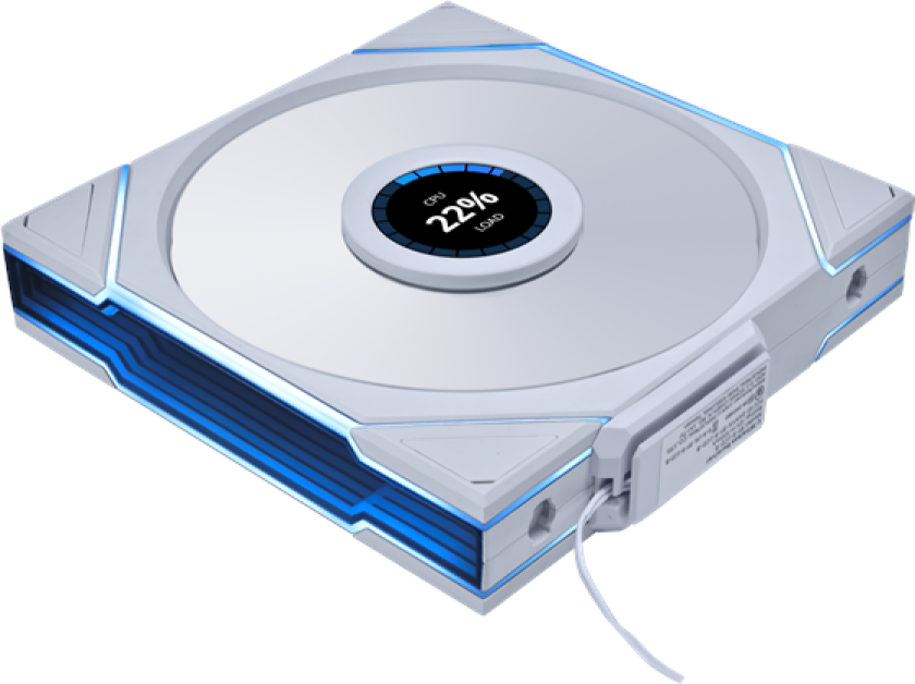 UNI FAN TL-LCD Wireless Reverse 140 White - Kabinettvifte - 140mm - Hvit med RGB-lys - 30 dBA