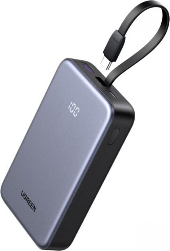 Power Bank 20000mAh 22.5W with Integrated USB-C Cable Nødlader - 20000 mAh