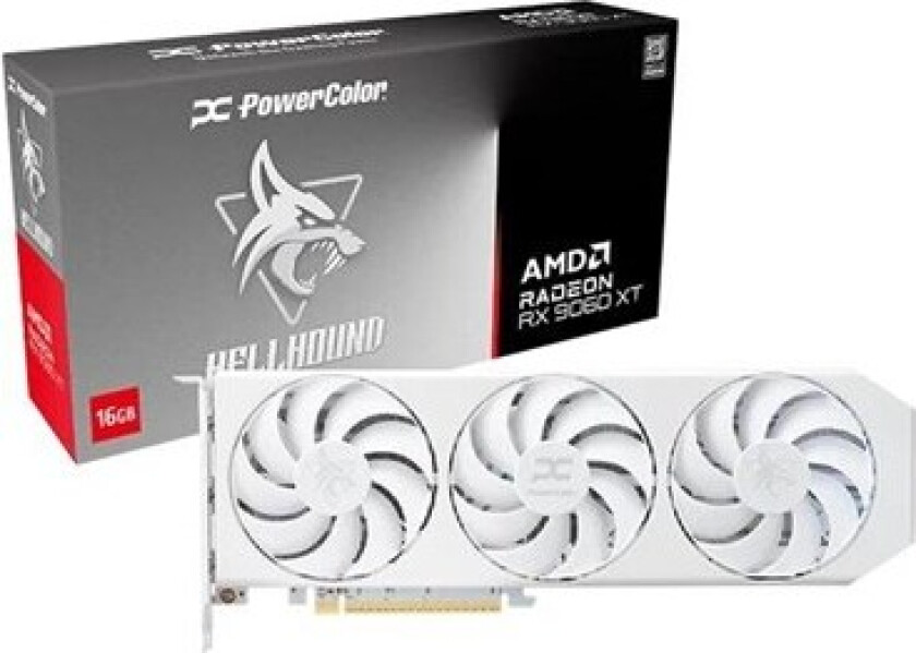 Radeon RX 9060 XT Hellhound Spectral White - 16GB GDDR6 RAM - Grafikkort