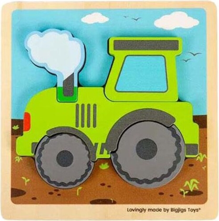 Wooden Puzzle Tractor with Removable Shapes 5pcs. Tre
