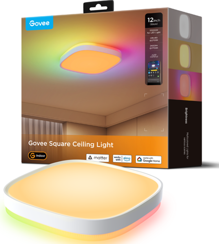 12inch RGBWW + RGBIC Square Smart Ceiling Li