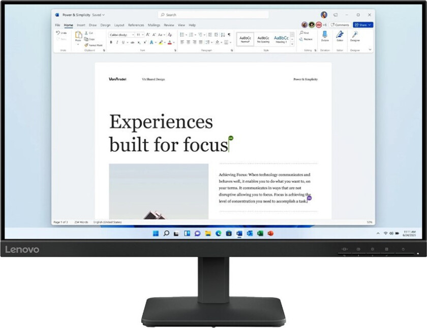 24" Lenovo L24-4e - 1920x1080 (FHD) - 100Hz - IPS