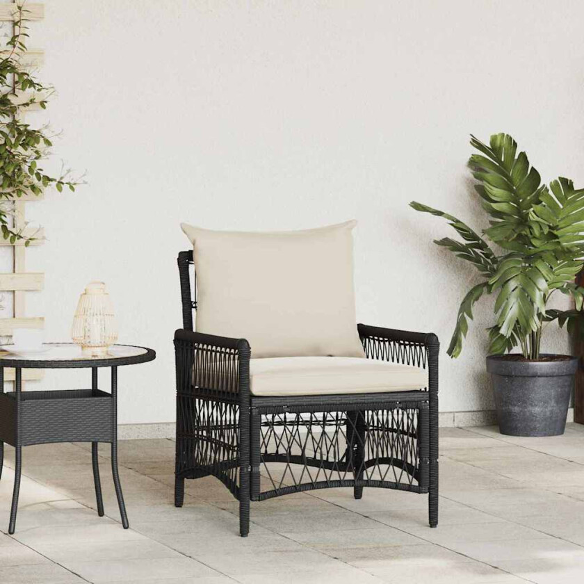 Hage Stol med Puter Svart 60x70x78 cm Poly Rattan