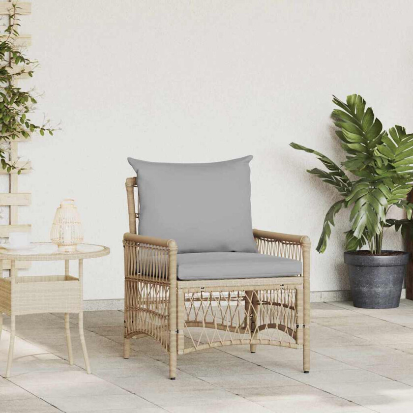 Hagemøbel med puter Beige 60x70x78 cm Poly Rattan