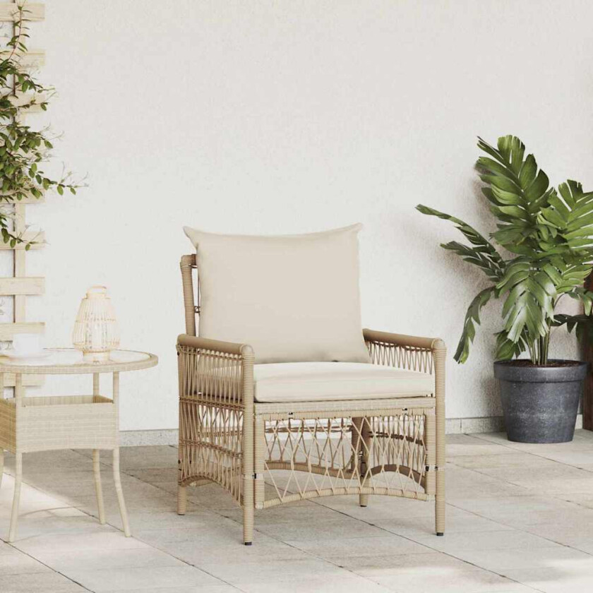 Hage Stol med Puter Beige 60x70x78 cm Poly Rattan