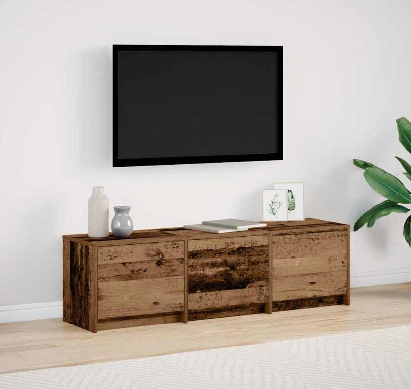 TV-skap med LED i gammelt tre 140x34x40 cm