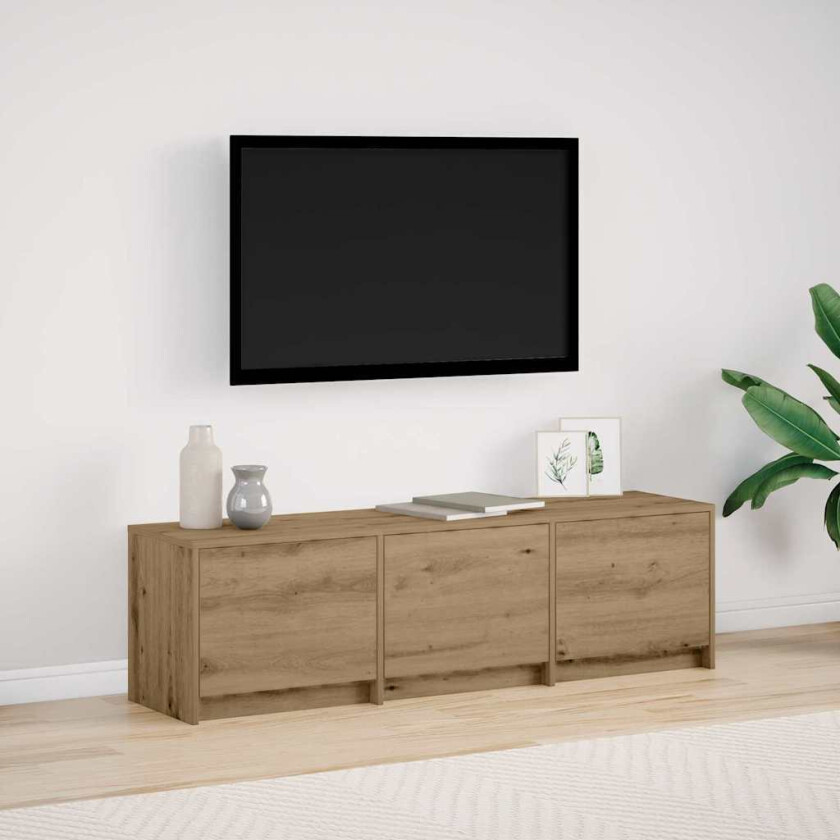 TV-skap med LED Eik 140x34x40 cm Konstruert tre