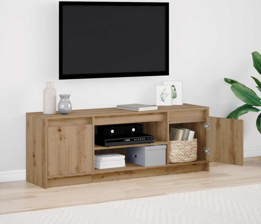 TV skap med LED Artisan Eik 139.5x34x50 cm Konstruert tre