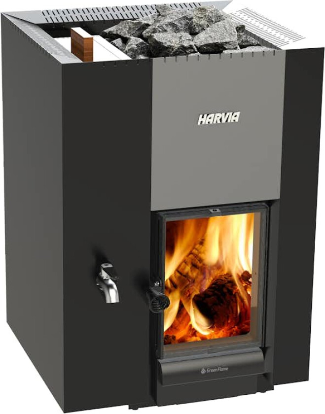 Vedfyrt Badstuovn Harvia 22 GreenFlame LS med Vanntank