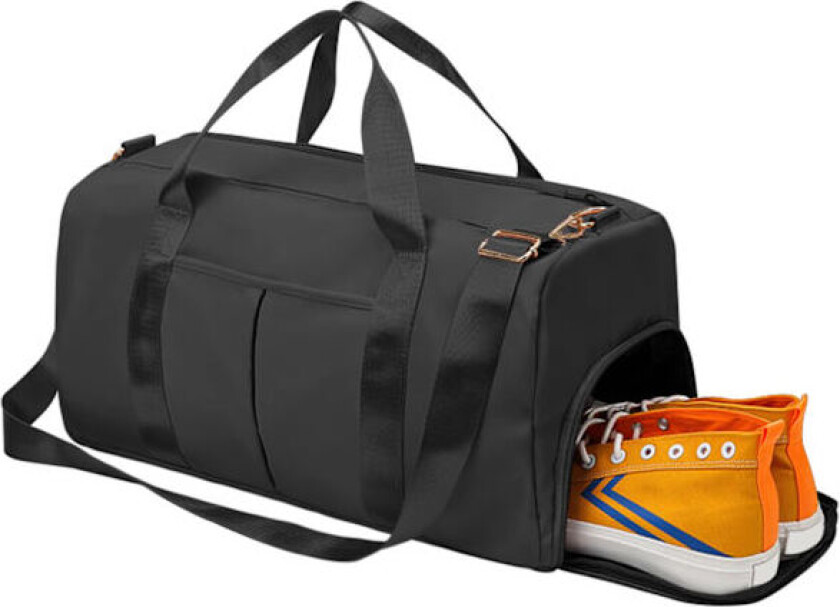 Sport Gym Bag med Sko-rom og Våt Lomme, Sport Duffel Bag for Menn og Kvinner, Vanntett Tørr/Våt Separat Gym Bag Større - Svart