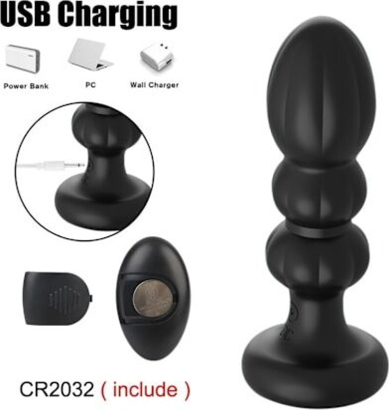 Trådløs fjernkontroll teleskopisk massasjevibrator med 5 frekvenser (svart)