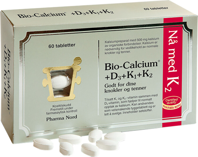 Bio-Calcium +D3+K-vitamin, 60 tabletter