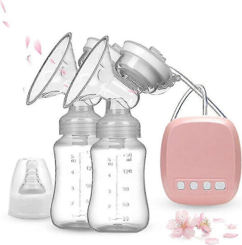 Elektrisk brystpumpe, dobbel elektrisk brystpumpe, dobbel pumpe brystpumpe, bærbar babypumpe, dobbel pumping, 2 moduser og 9 nivåer justerbar 150
