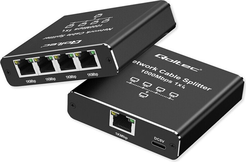 Ethernet Splitter Mini Switch - 1x4 RJ45, 1000 Mb/s, USB-C
