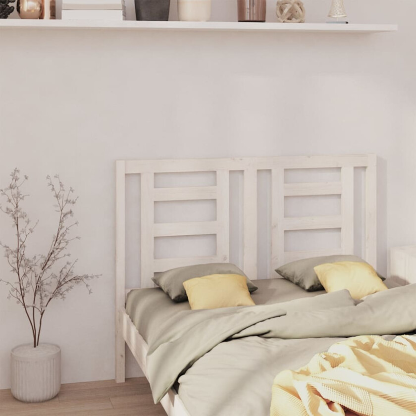Sengegavl hvit 126x4x100 cm heltre furu